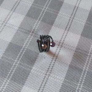 Chrome Spiral Jewel Studded Ring (Size Small/Medium)
